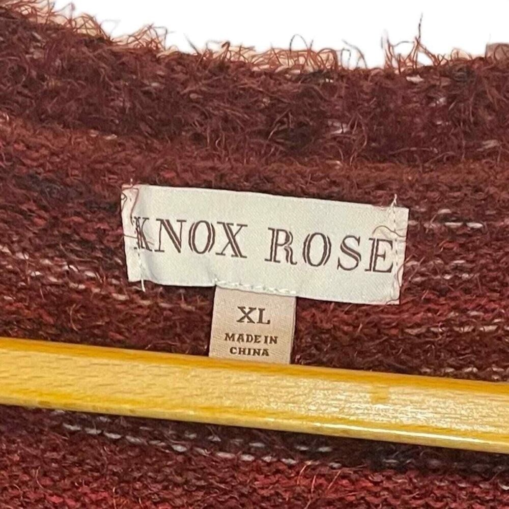Knox Rose Burgundy‎ Space Dye Eyelash Knit Belted Cardigan Sweater Womens XL - Picture 6 of 11